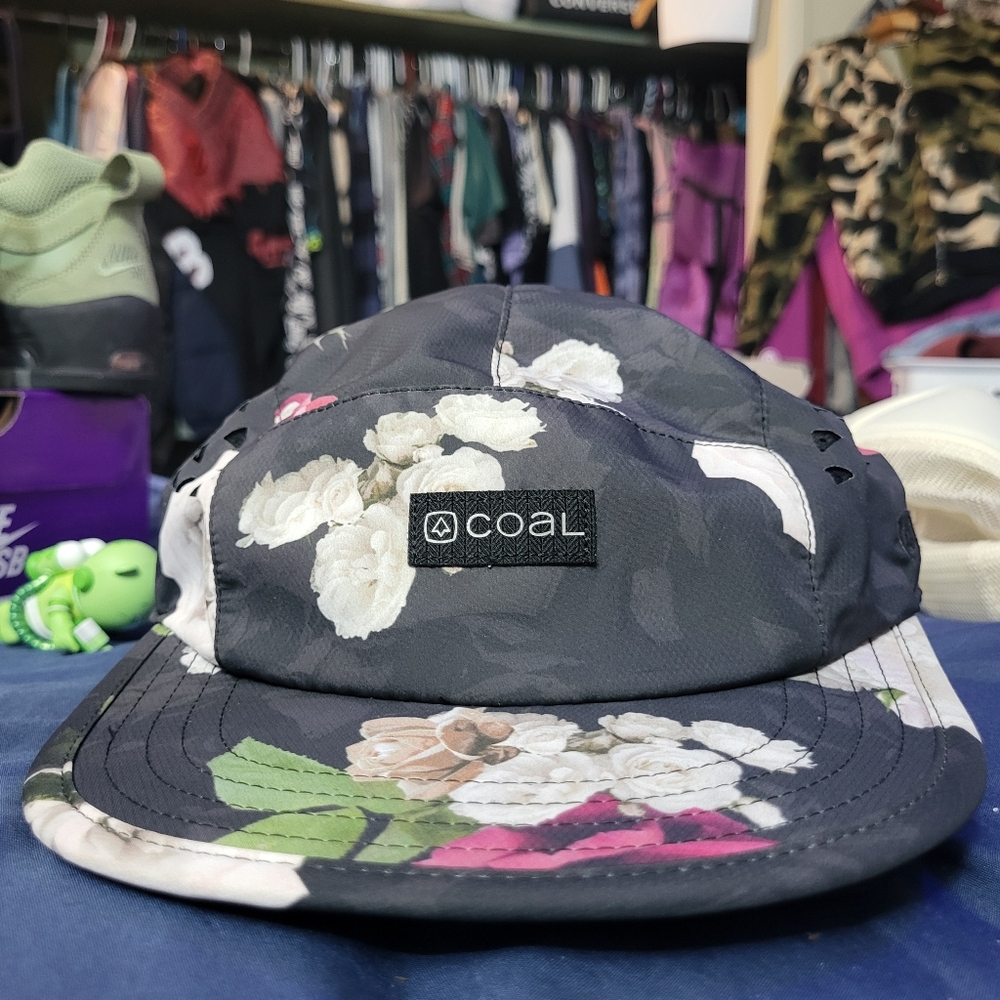 Black and White Floral Hat Contemporary Streetwear